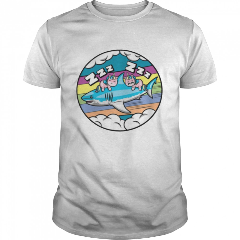 Unicorn Riding Shark Funny Unicorns Sleeping On Shark shirt