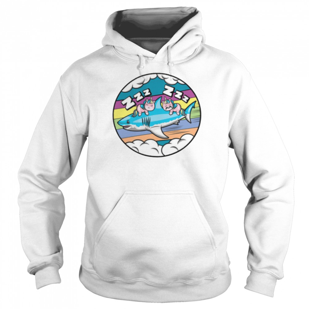 Unicorn Riding Shark Funny Unicorns Sleeping On Shark shirt Unisex Hoodie