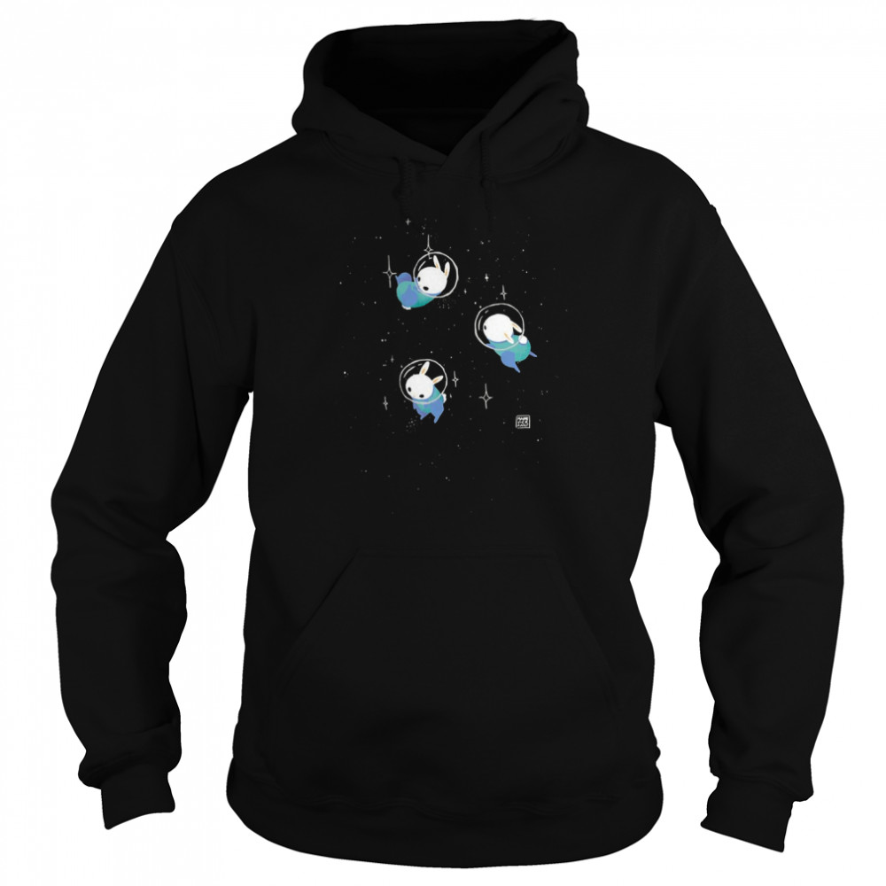 floating in space bunnies shirt unisex hoodie