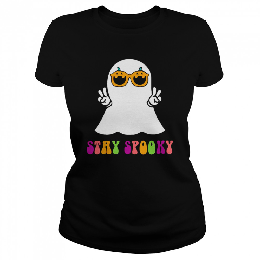 ghost stay spooky halloween season groovy shirt classic womens t shirt