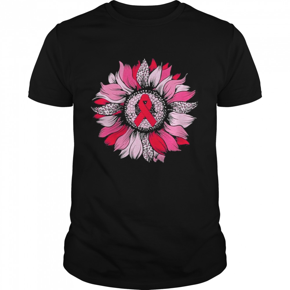 Pink Ribbon Breast Cancer Awareness Sunflower  Classic Men's T-shirt