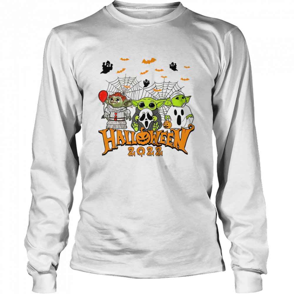 Horror Killer Style Baby Yoda Halloween shirt Long Sleeved T-shirt