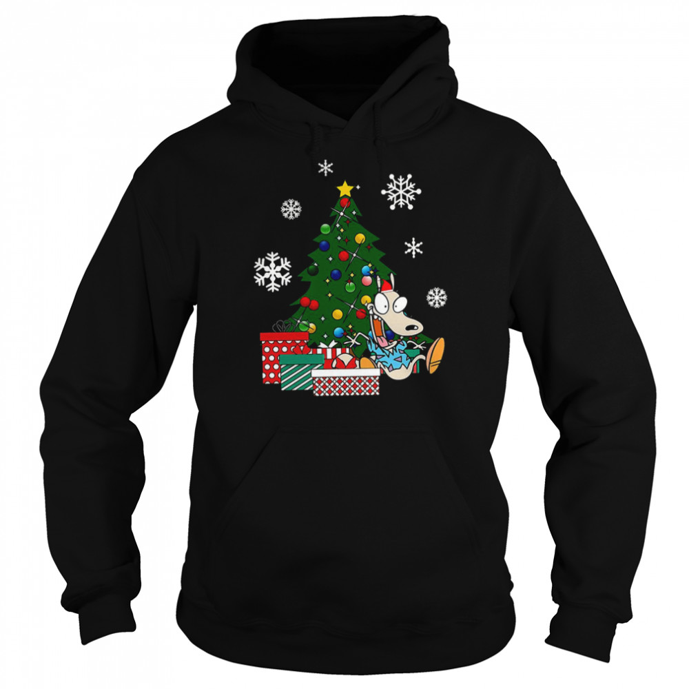 around the christmas tree rockos modern life shirt unisex hoodie