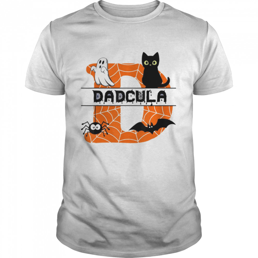 Dadcula Spider Web Funny Ghost Bat Black Cat Tshirt