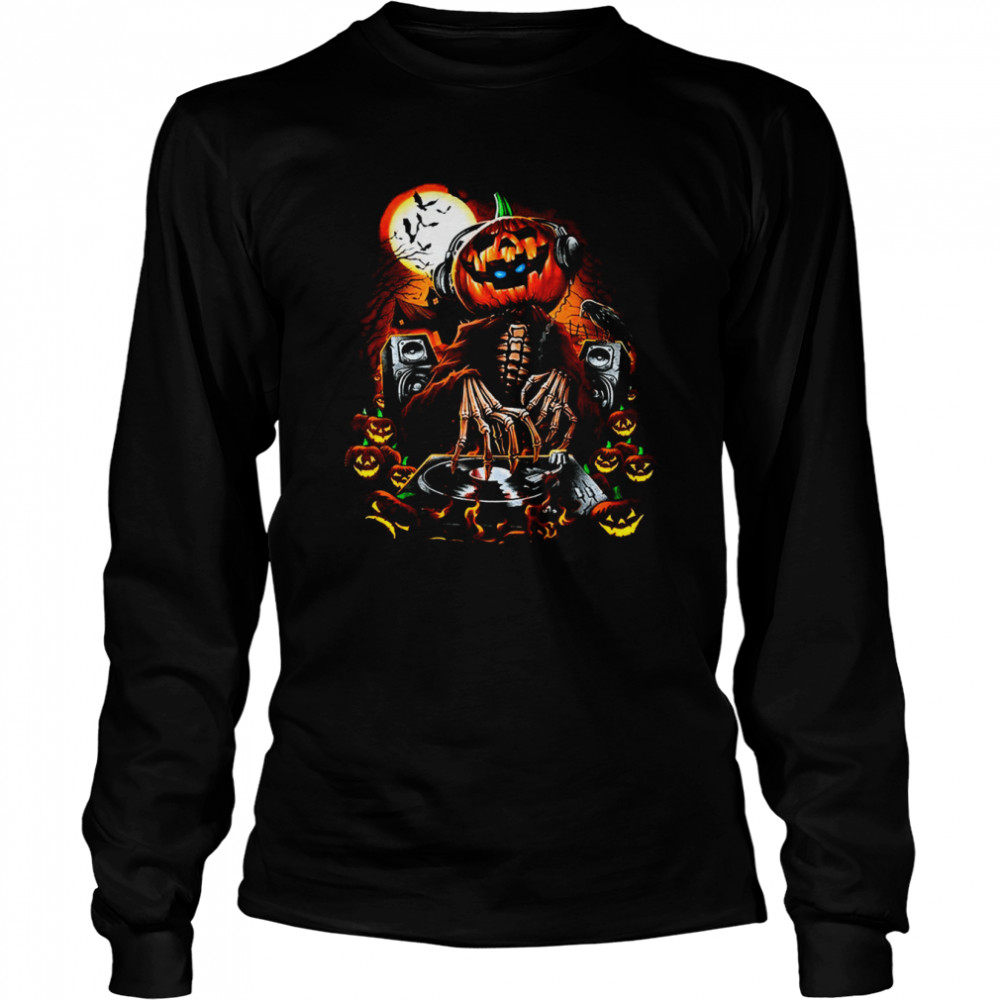 dj pumpkinhead funny movies for her horror movie shirt long sleeved t shirt