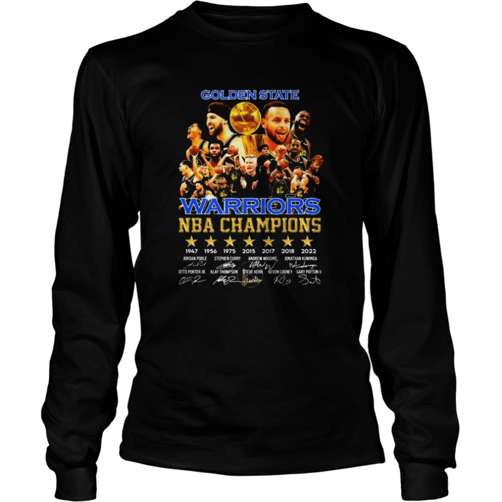 golden state warriors nba champions 1947 2022 signatures shirt long sleeved t shirt