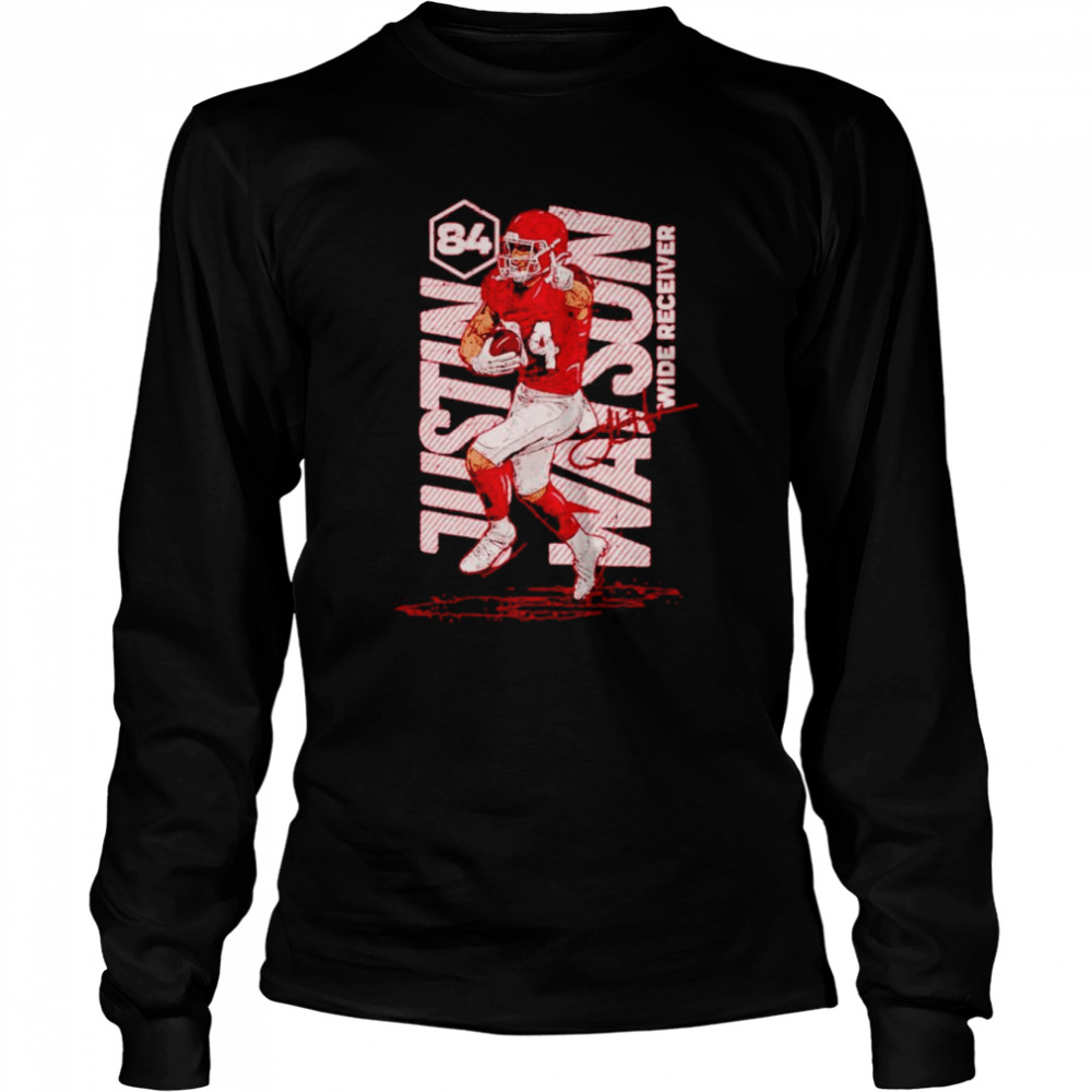 Justin Watson Kansas City Chiefs vertical signature shirt Long Sleeved T-shirt