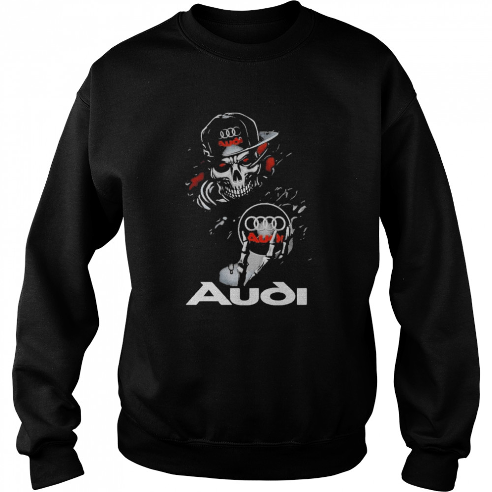 skull skeleton hug audi logo unisex sweatshirt