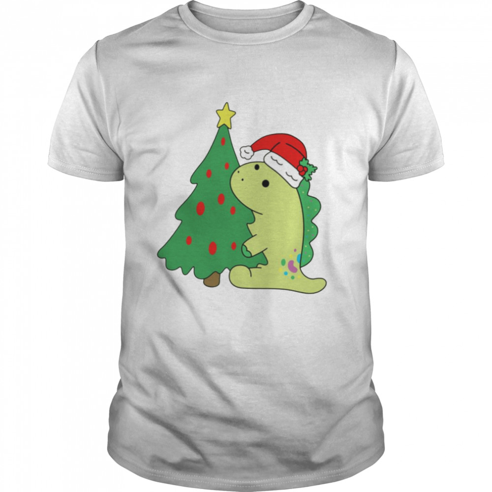 Dino Holiday Hugging Christmas Tree shirt