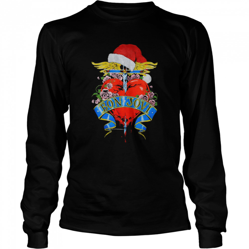 Retro Band Bon Jovi Christmas Merry Christmas shirt Long Sleeved T-shirt
