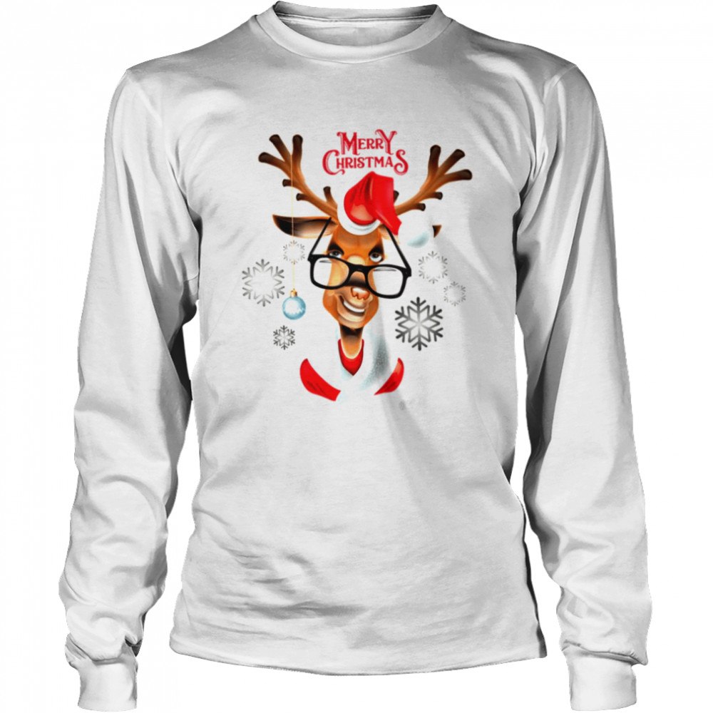 Deer Merry Christmas Christmas shirt Long Sleeved T-shirt