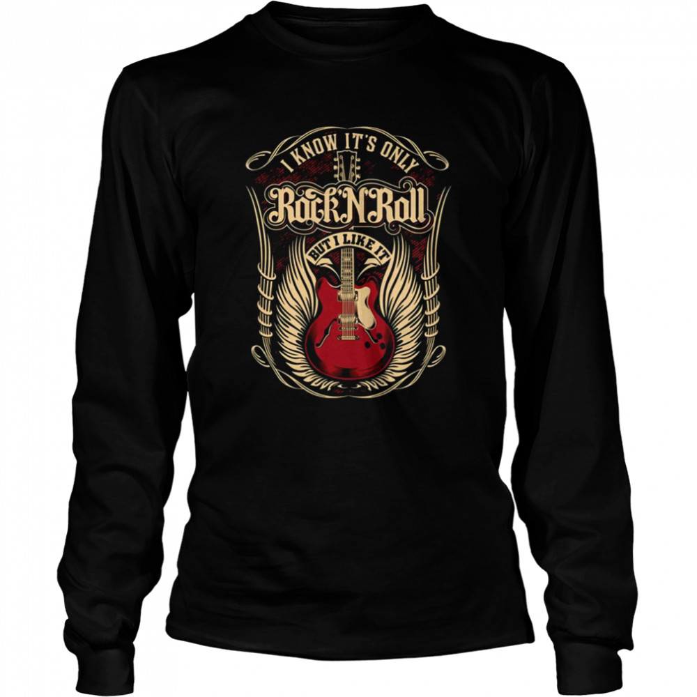 Guitar Red Logo Rock N Roll shirt Long Sleeved T-shirt