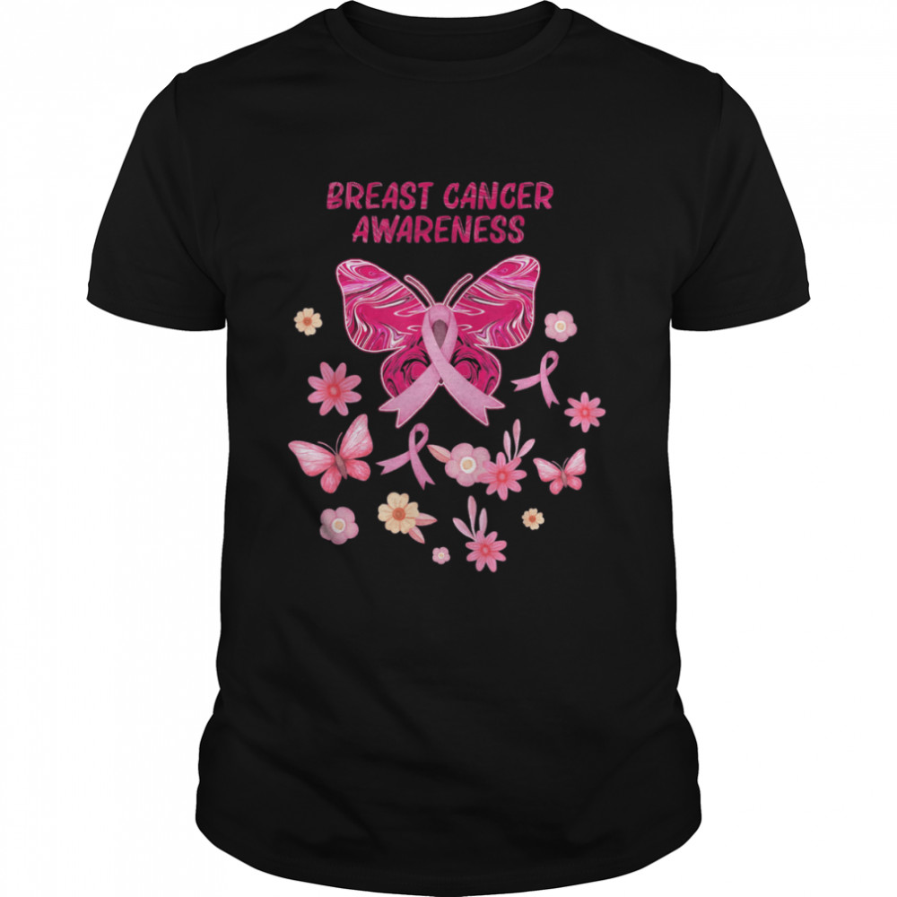 In october We Wear Pink Butterfly Breast Cancer Awar Tee Shirt