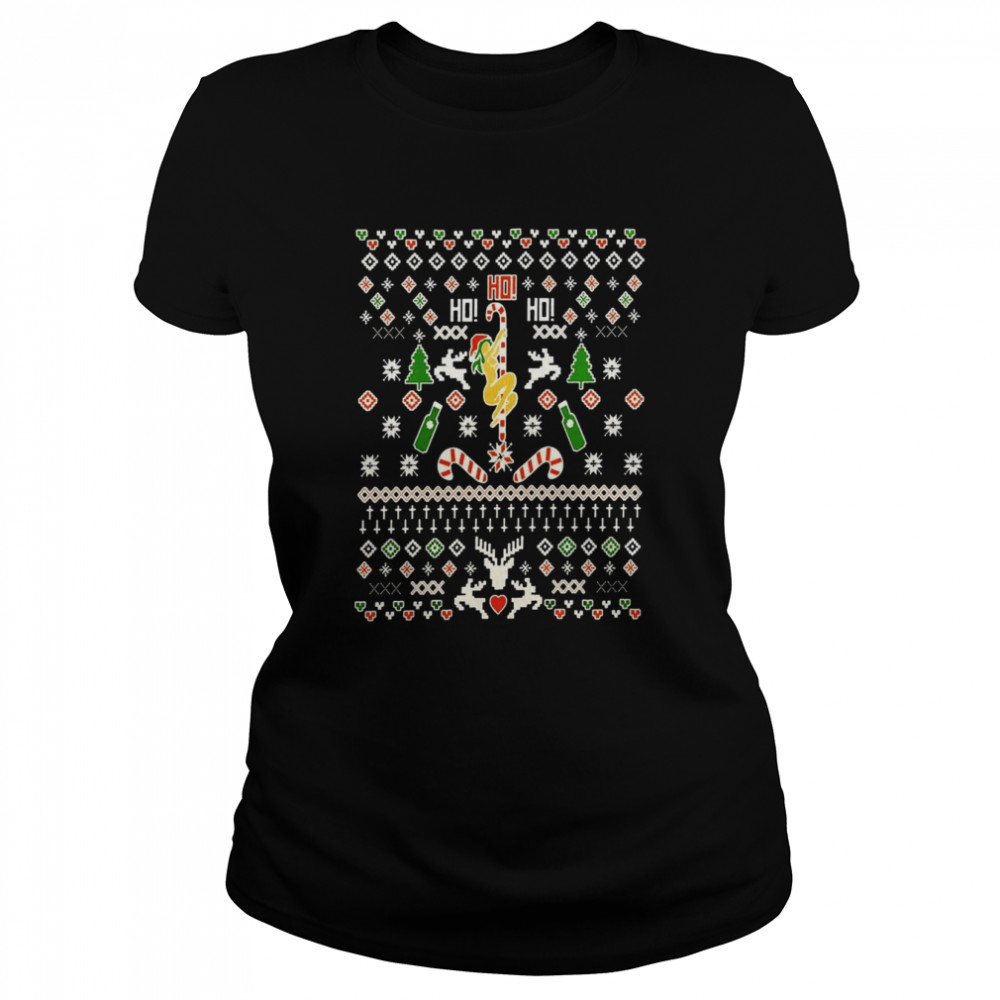 Pole Dancer Santa Girl Party Pole Workout Ho Ho Ho shirt Classic Women's T-shirt
