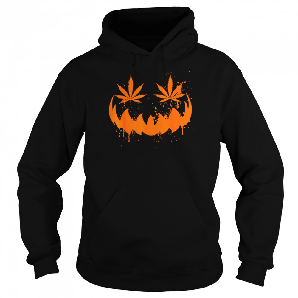 Pumpkin Face Smoking Weed Cannabis Marijuana shirt Unisex Hoodie