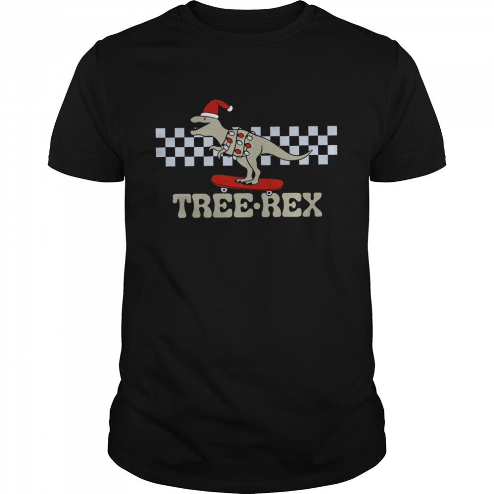 Santa Graphic Holiday Tree Rex Skateboarding ‘s shirt
