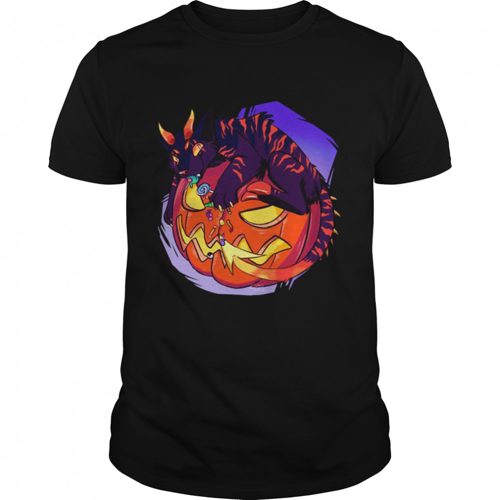 Scary Cat With Horns Pumpkin Cat shirt