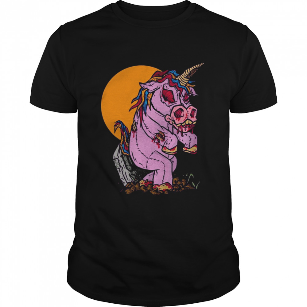 Zombie Unicorn Toy Full Moon Spooky Halloween Shirt