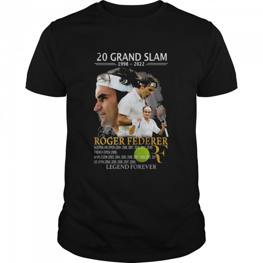 20 Grand Slam 1998-2022 Roger Federer Legend forever signature shirt