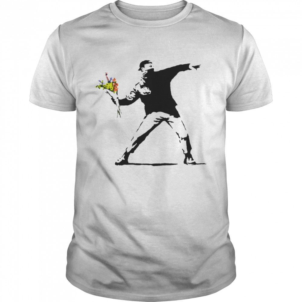 Love Is In The Air Flower Thrower Banksy Graffiti shirt