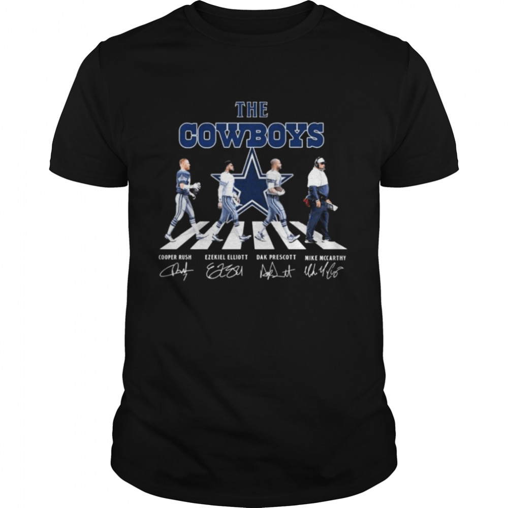 The Cowboys Cooper Rush Ezekiel Elliott Dak Prescott Mike Mccarthy abbey road signatures shirt The Cowboys Cooper Rush Ezekiel Elliott Dak Prescott Mike Mccarthy abbey road signatures shirt