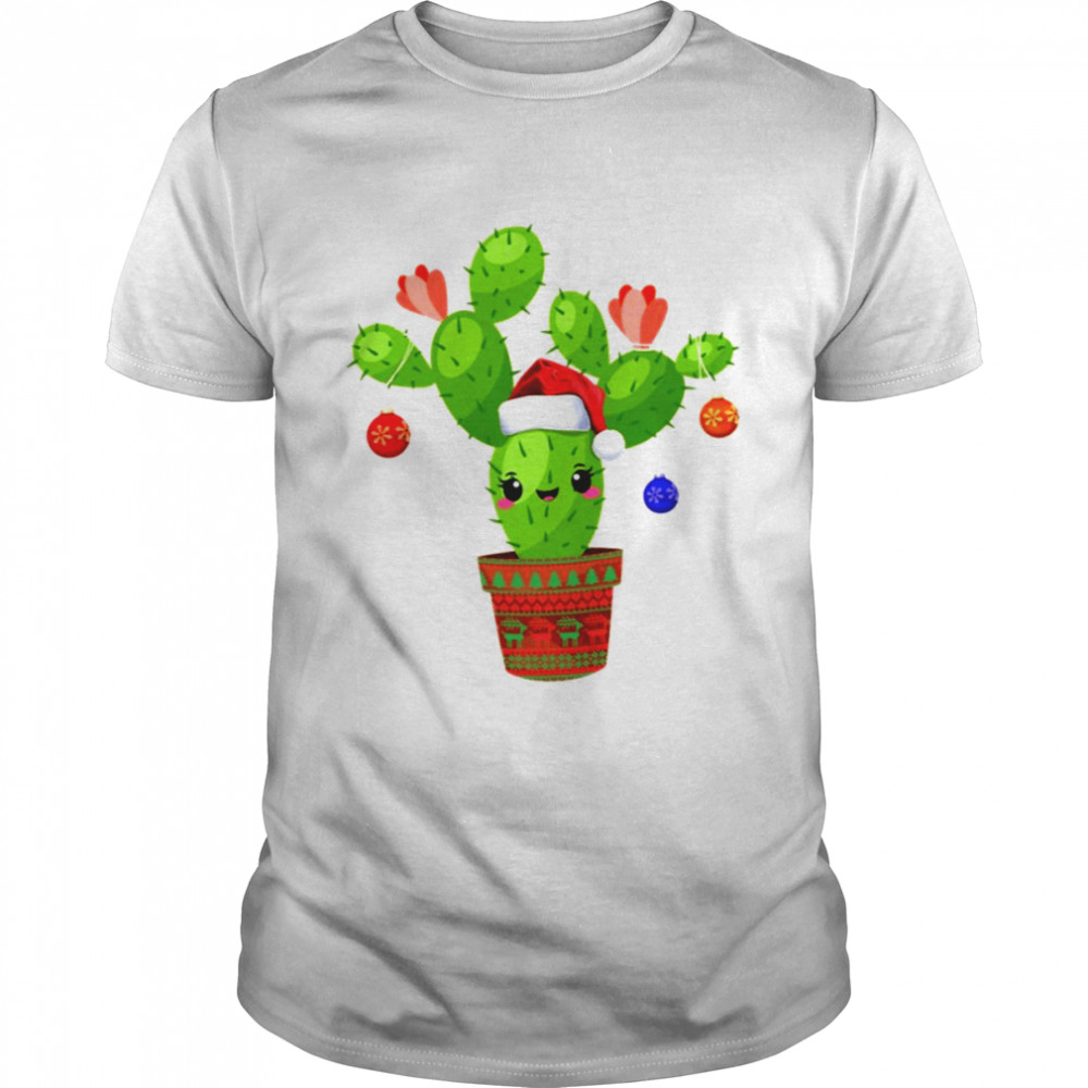 Cactus Christmas Tree Santa Xmas Succulent Plant Lovers shirt Classic Men's T-shirt
