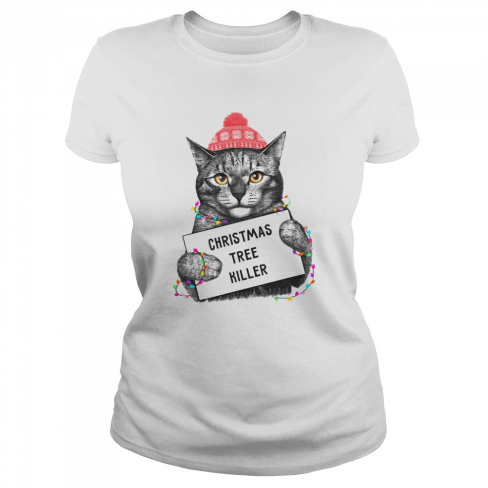 cat in prison christmas tree killer shirt classic womens t shirt