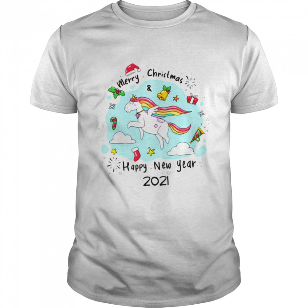 Colorful Art Unicorn Merry Christmas shirt Classic Men's T-shirt