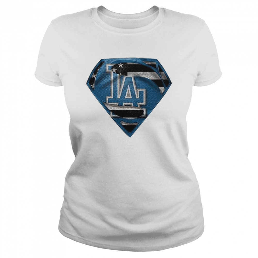 Los Angeles Dodgers Superman American Flag shirt Classic Women's T-shirt