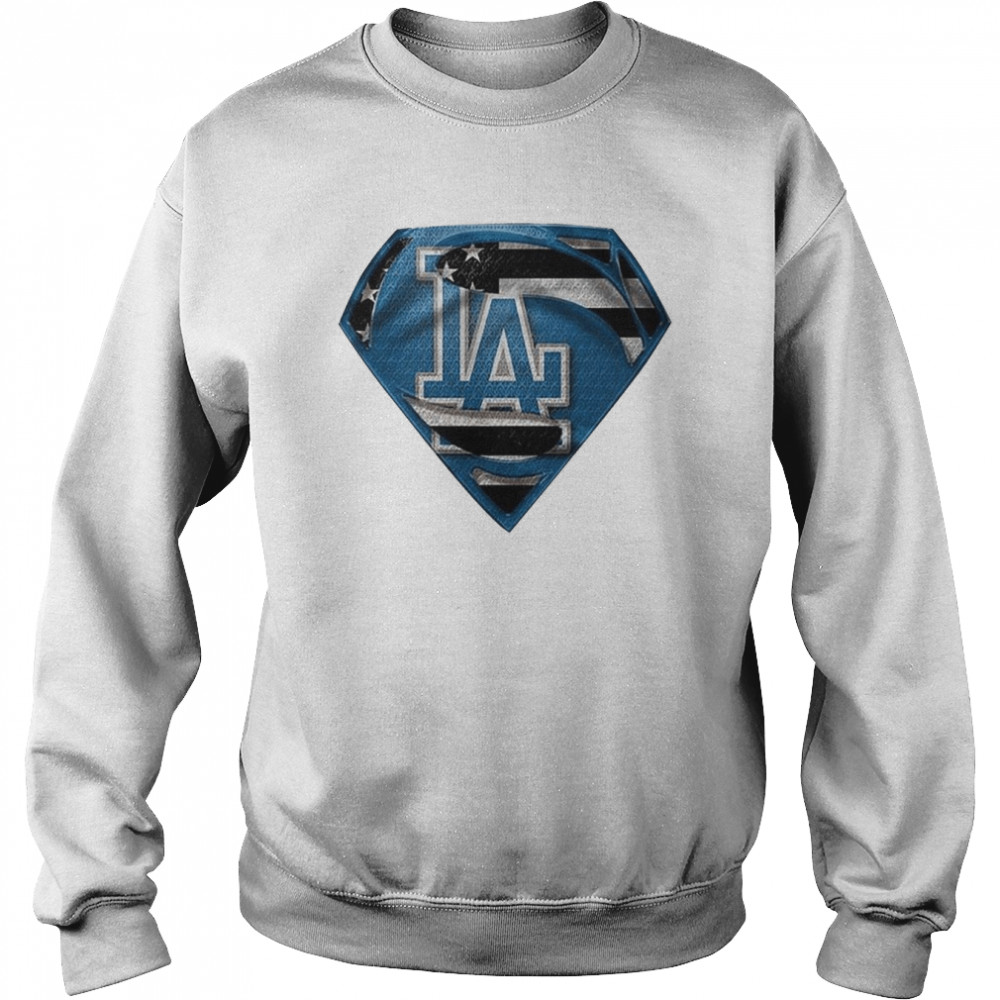 Los Angeles Dodgers Superman American Flag shirt Unisex Sweatshirt
