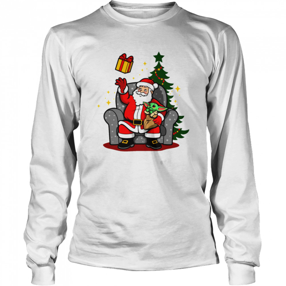 Santa And Baby Yoda Christmas T- Long Sleeved T-shirt