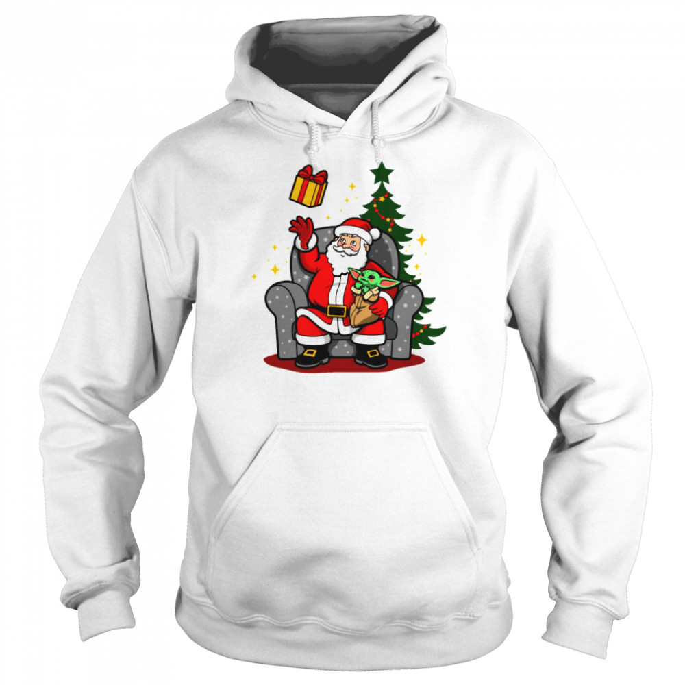 santa and baby yoda christmas t unisex hoodie