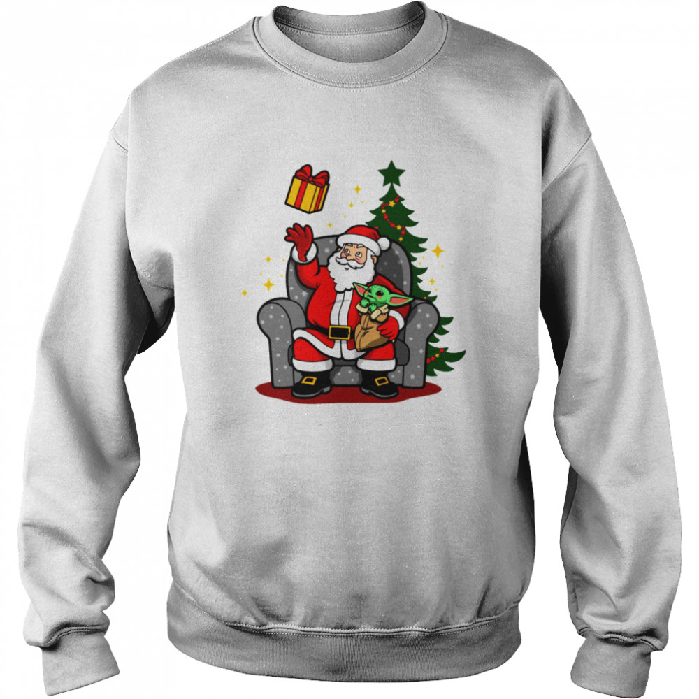 santa and baby yoda christmas t unisex sweatshirt