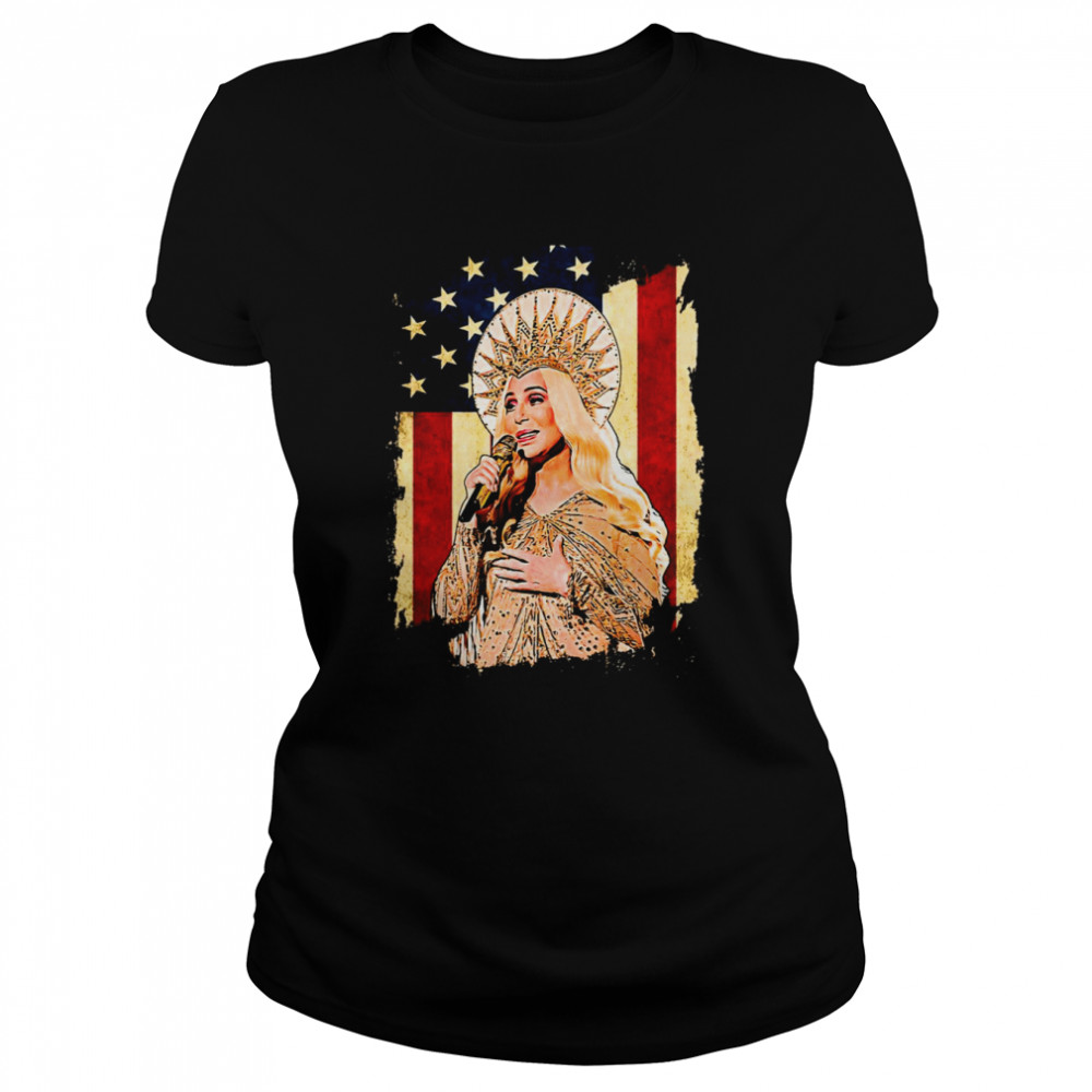 Cher Legends Music Retro Flag American For Fans shirt Classic Women's T-shirt