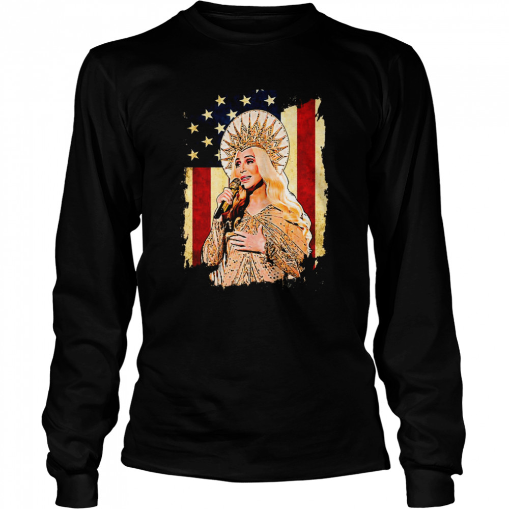 Cher Legends Music Retro Flag American For Fans shirt Long Sleeved T-shirt