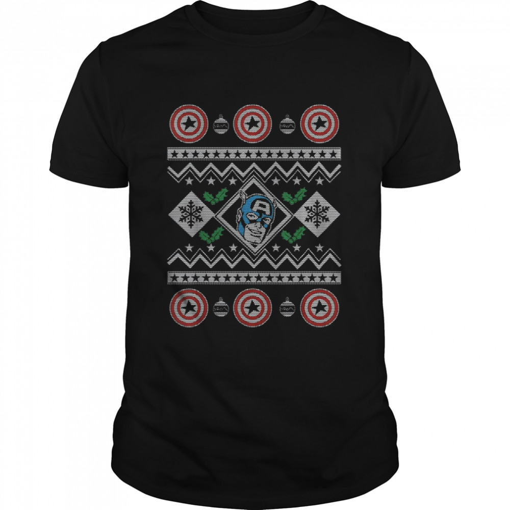 Marvel Captain America Shield Ugly Christmas T-Shirt