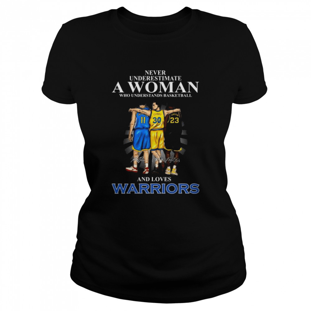 Never underestimate a woman who understands baseball and loves Golden State Warriors signatures 2022 shirt Classic Women's T-shirt