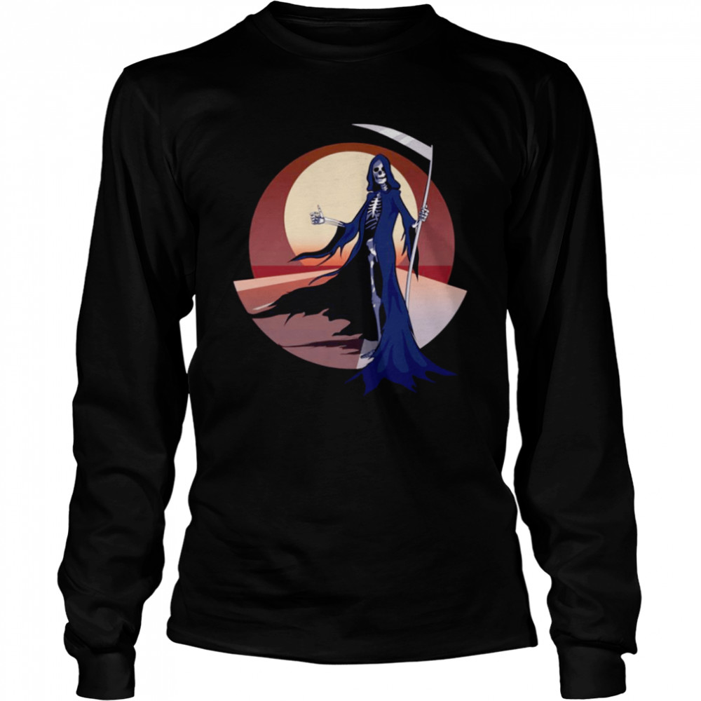 Grim Reaper Hitchhiking On The Road Hitchhiker shirt Long Sleeved T-shirt