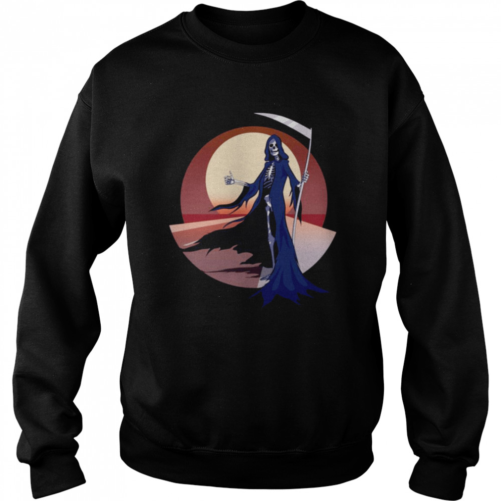 Grim Reaper Hitchhiking On The Road Hitchhiker shirt Unisex Sweatshirt
