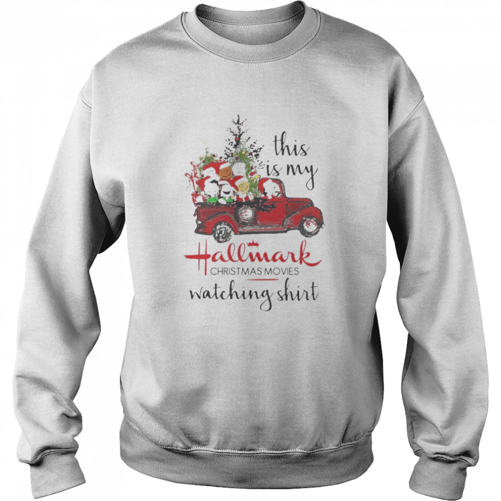 2022 santa The Peanuts Friends this is my Hallmark Christmas movies watching shirt Unisex Sweatshirt
