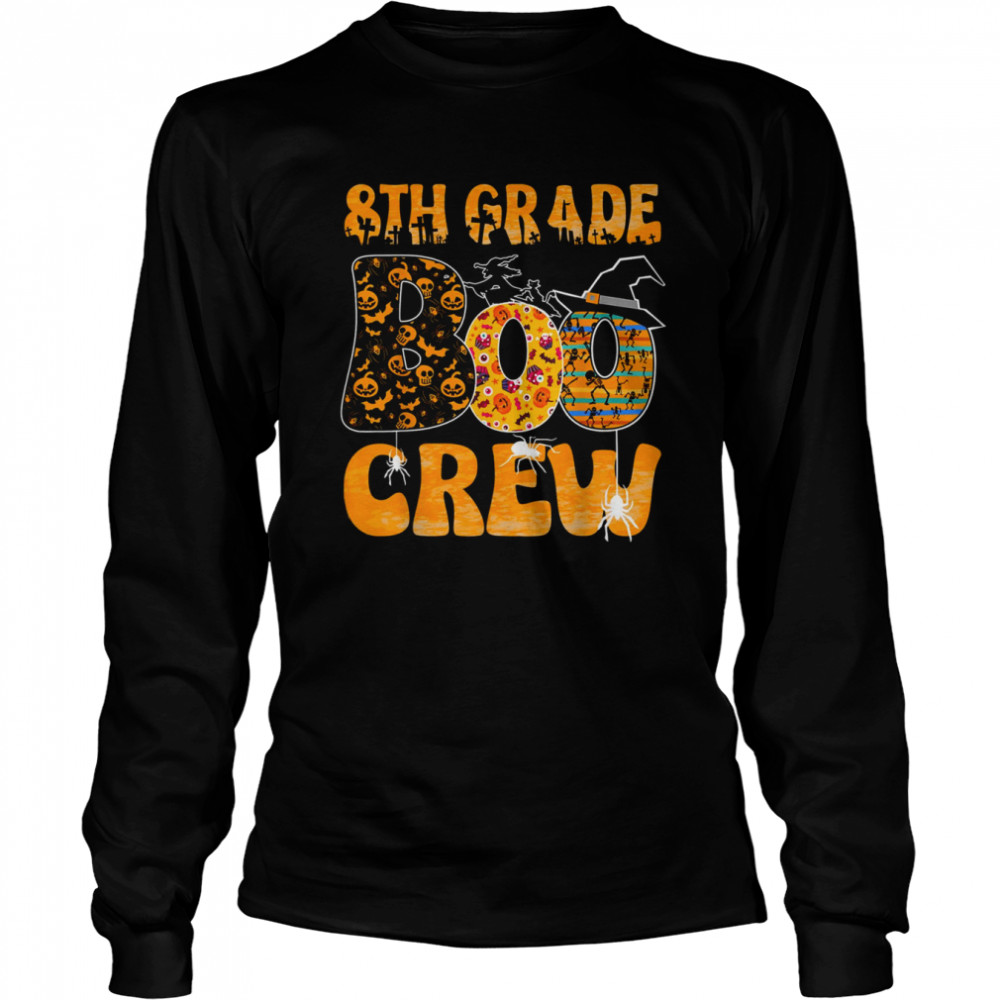 8th Grade Boo Crew Vintage Halloween Costumes For Teachers shirt Long Sleeved T-shirt