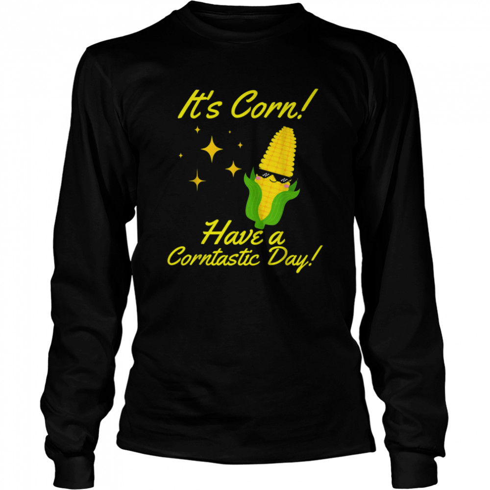 It’s Corn Word Pun Corntastic Day Costume Funny Kids Womens Its Corn T- Long Sleeved T-shirt