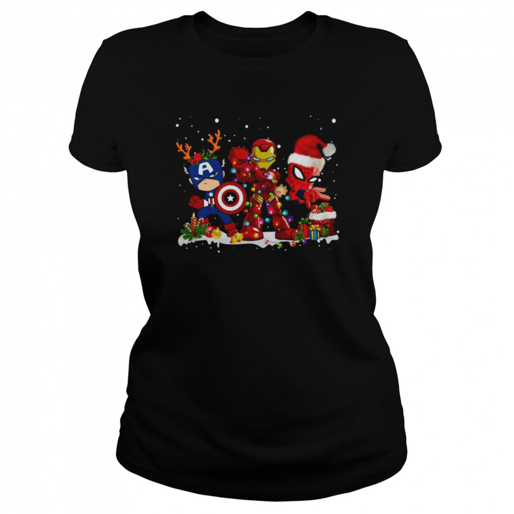 Captain America Ironman And Spider Man Christmas T- Classic Women's T-shirt