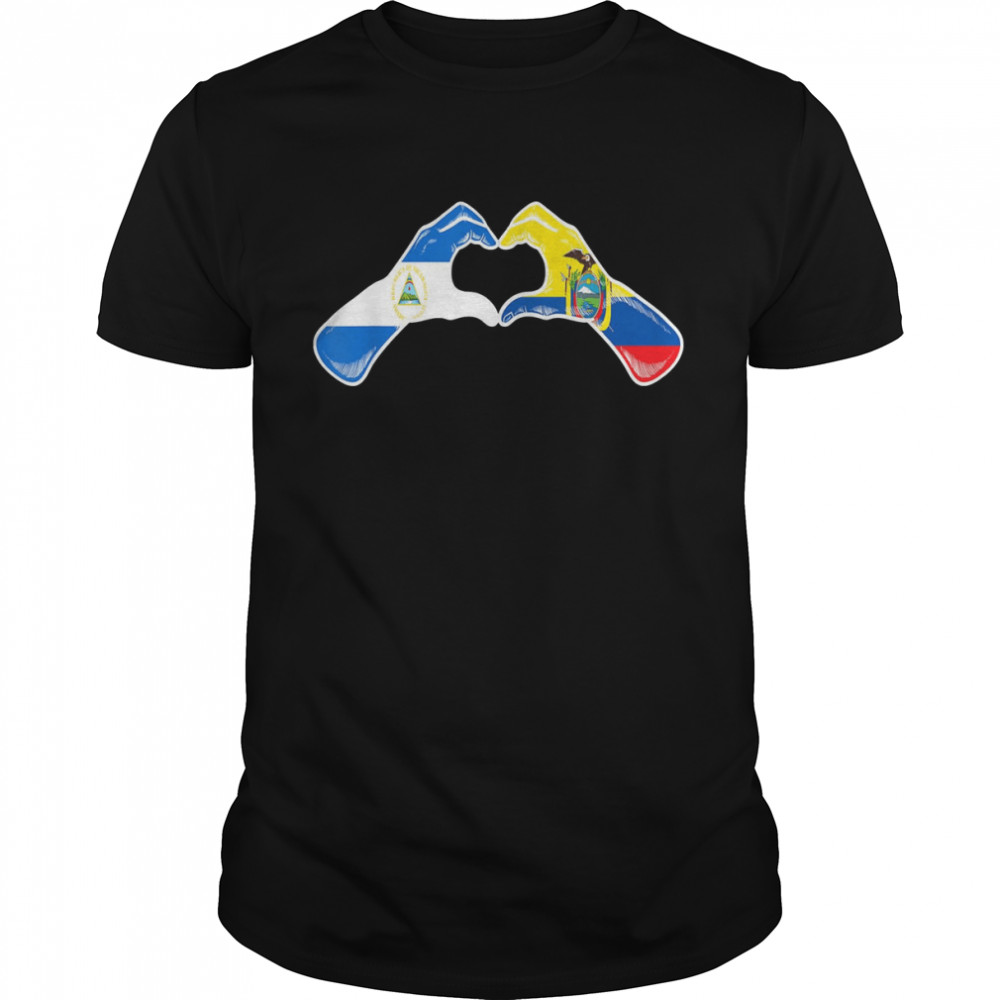 Ecuador Nicaragua Flag Ecuadorian Nicaraguan Heart T-Shirt