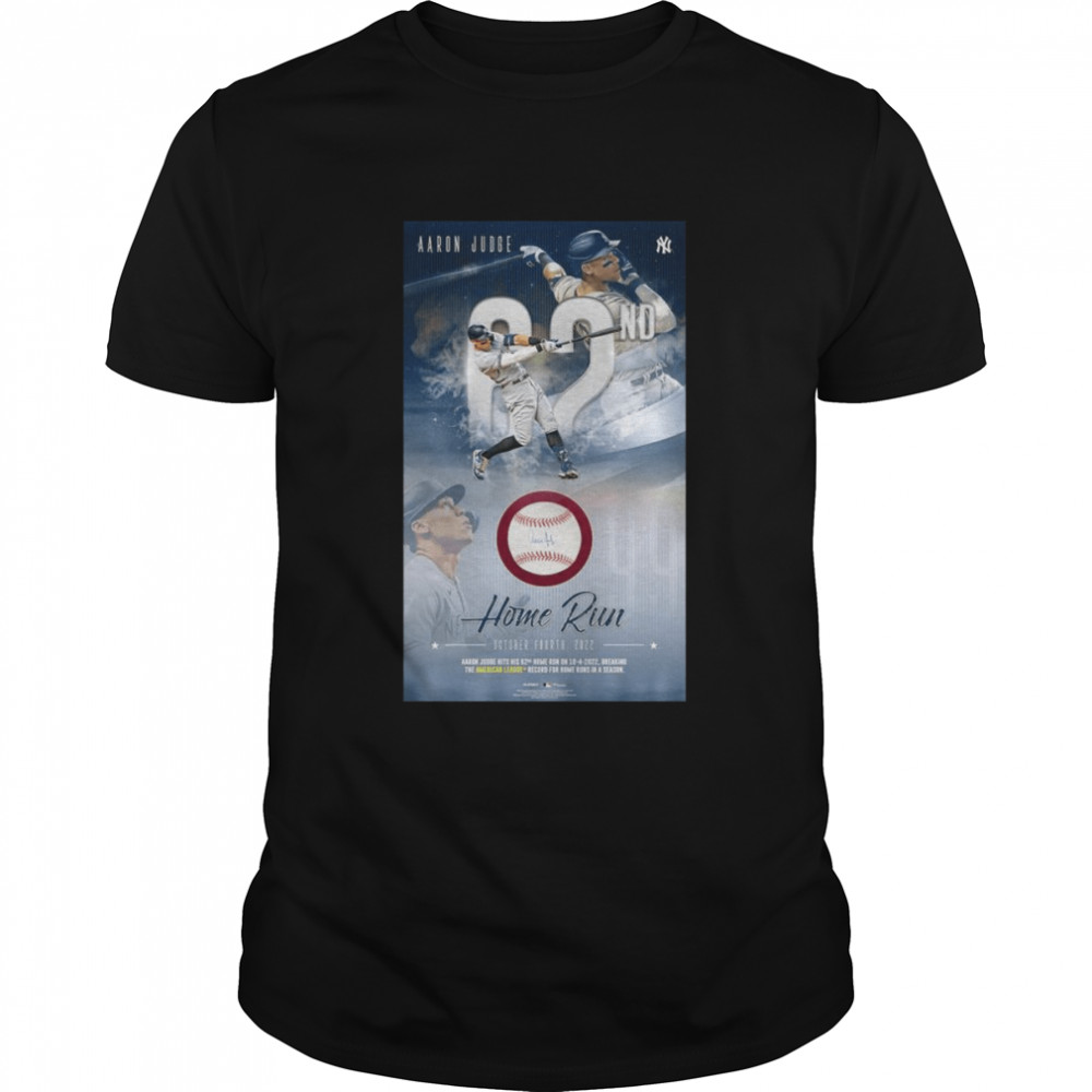 New York Yankees Aaron Judge Authentic American League Home Run Record Autographed Baseball shirt New York Yankees Aaron Judge Authentic American League Home Run Record Autographed Baseball shirt