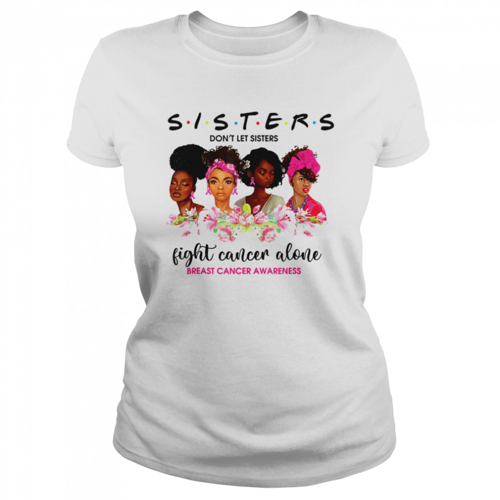 Floral Black Woman Melanin Cute Breast Cancer Awareness T- Classic Women's T-shirt