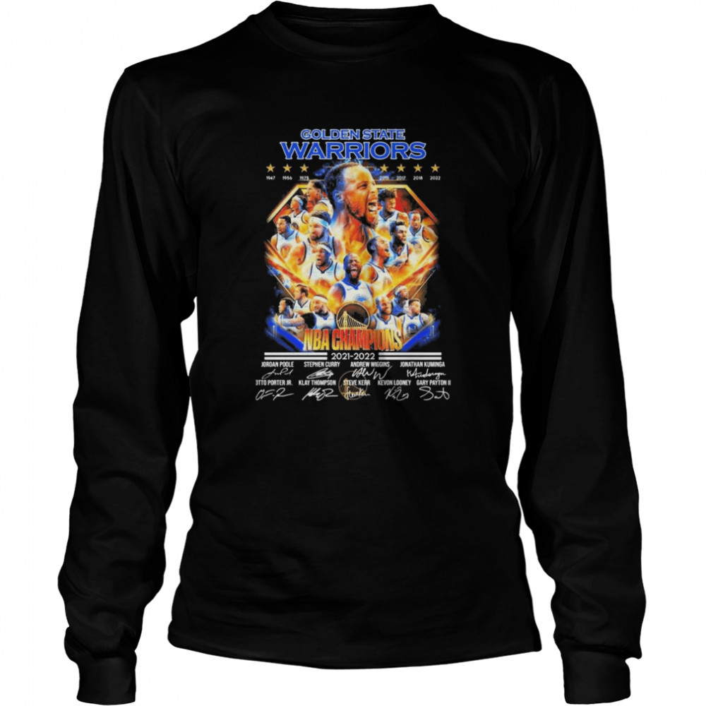 Golden State 1947-2022 NBA Champions 2021-2022 signatures shirt Long Sleeved T-shirt
