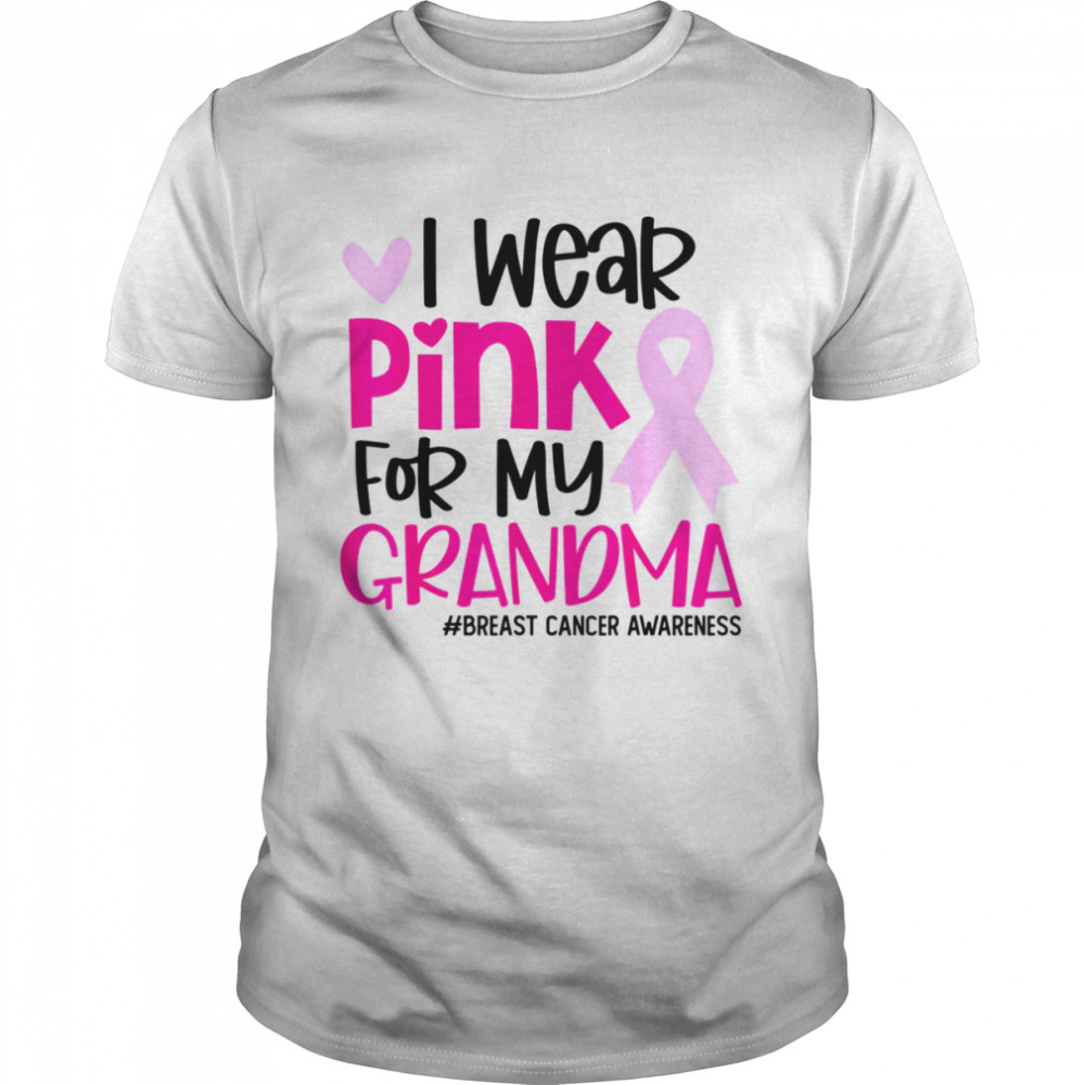 I Wear Pink For My Grandma Ribbon Cute Breast Cancer Awareness T- Classic Men's T-shirt