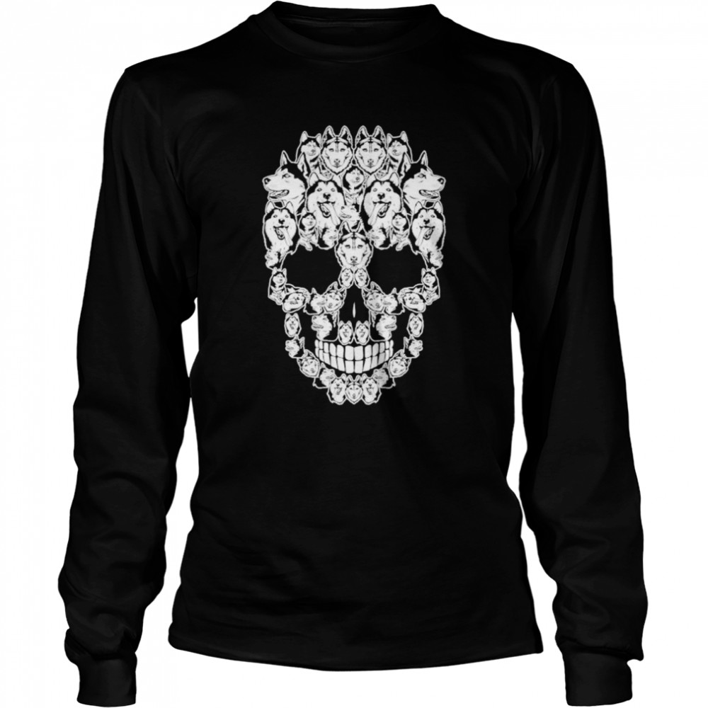 Siberian Husky Dog Skull Halloween shirt Long Sleeved T-shirt