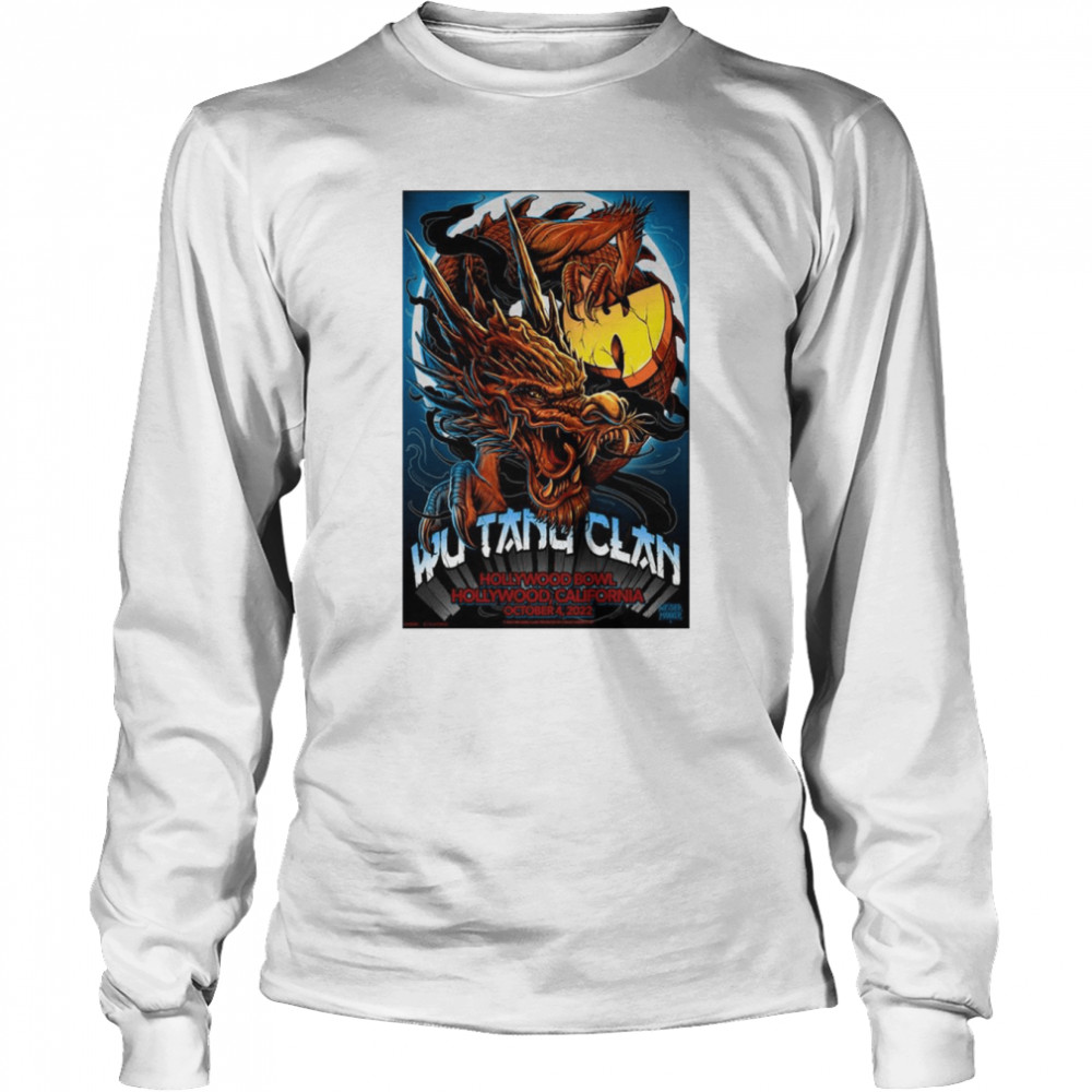 Wu Tang Clan Hollywood October 4 2022, Hollywood Bowl California Poster shirt Long Sleeved T-shirt